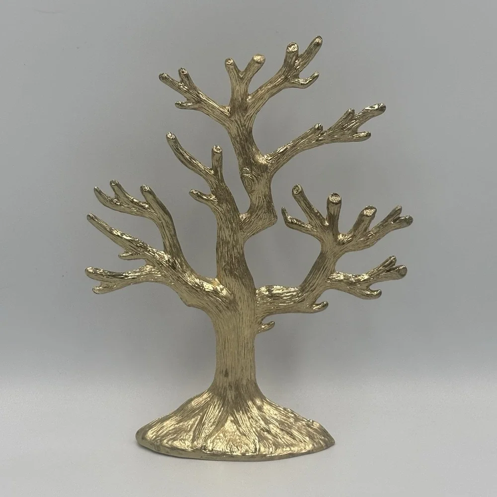 Vintage 1970's Cast Metal Gold Finish Jewelry Charms Accessory Tree BY SEARS